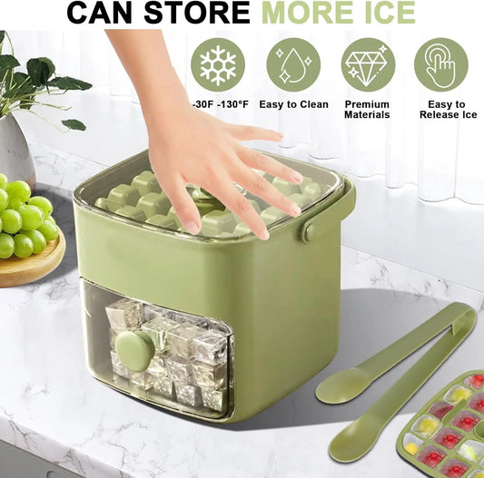 48-Grid Ice Cube Tray with Storage Bin – One-Touch Easy Release